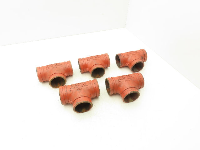 Victaulic No.002 Firelock 2-1/2" Grooved Pipe Tee Fitting Lot of 5
