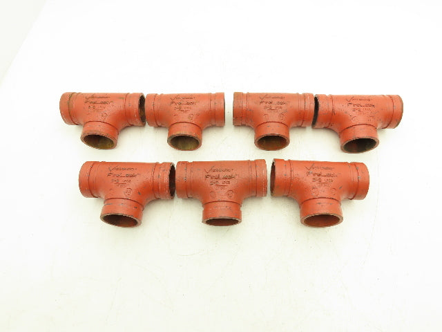 Victaulic 2"-2 Firelock Grooved Pipe Tee Fitting 2x2x2" Lot of 7
