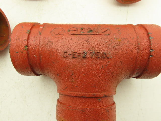 Victaulic 2"-2 Firelock Grooved Pipe Tee Fitting 2x2x2" Lot of 7