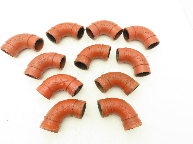 Victaulic No.10 Firelock 1-1/2" Grooved Pipe Fitting 90° Elbow Lot of 11