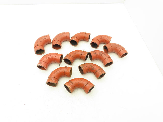 Victaulic No.10 Firelock 1-1/2" Grooved Pipe Fitting 90° Elbow Lot of 11