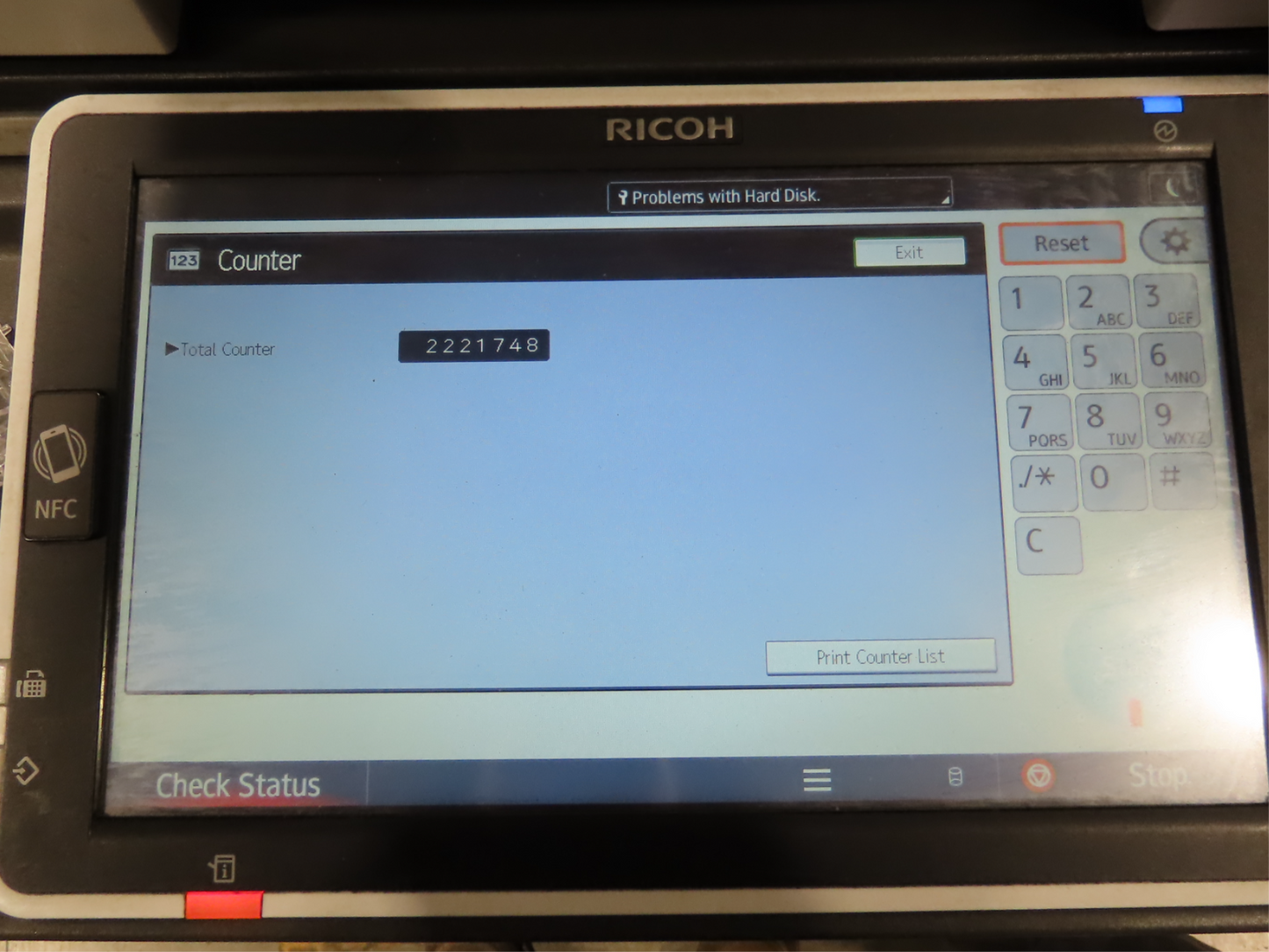 Ricoh Aficio MP 9003 Laser Mono BW Printer Copier Scan Duplex 90PPM Touch Screen