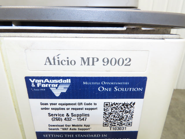 Ricoh Aficio MP 9002 Laser Mono BW Printer Copier Scan Duplex 90PPM Touch Screen