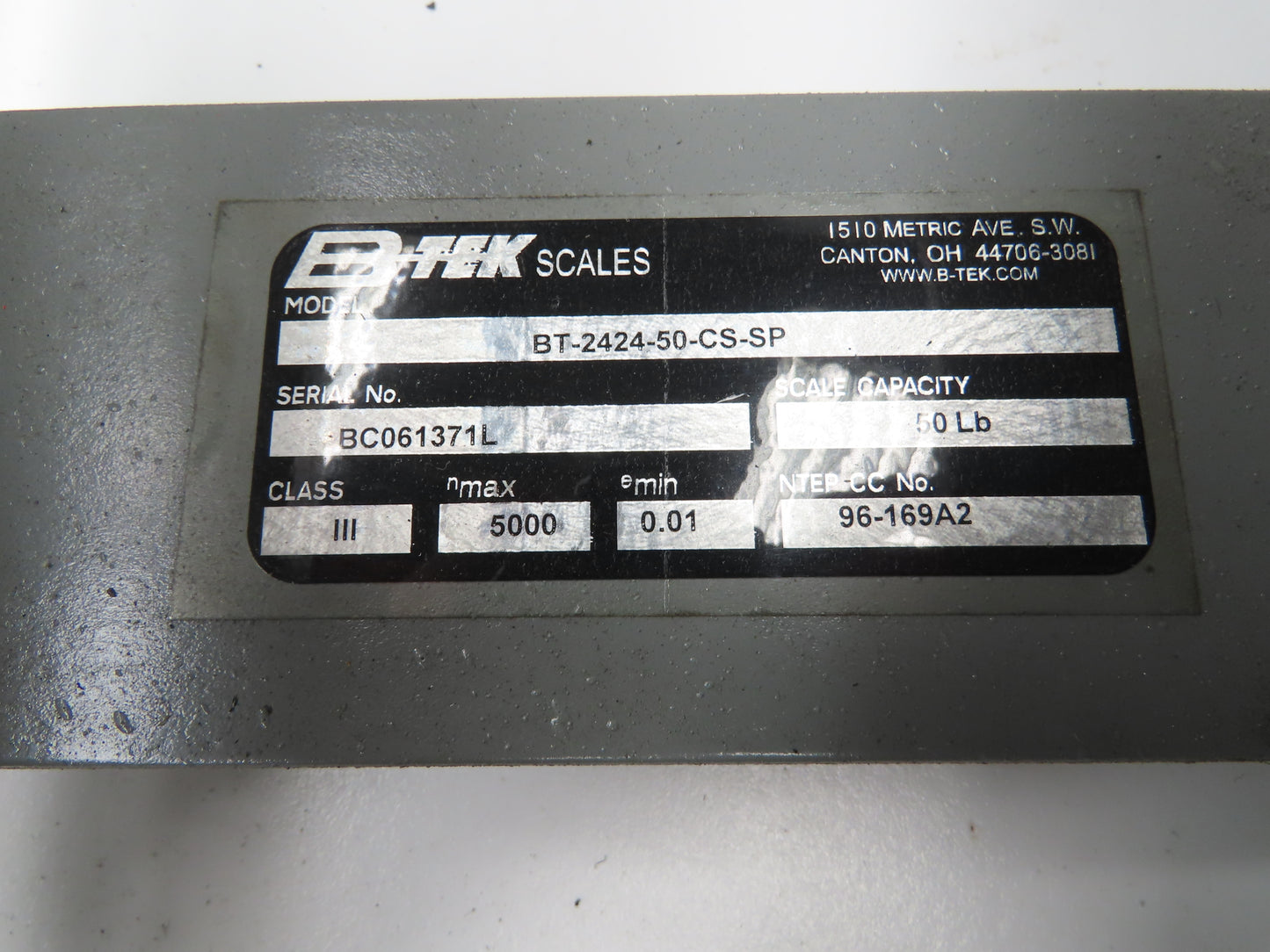 MODEL 560 B-Tek BT-2424-50-CS-SP Scale With GSE Digital Readout 50 Lbs Capacity