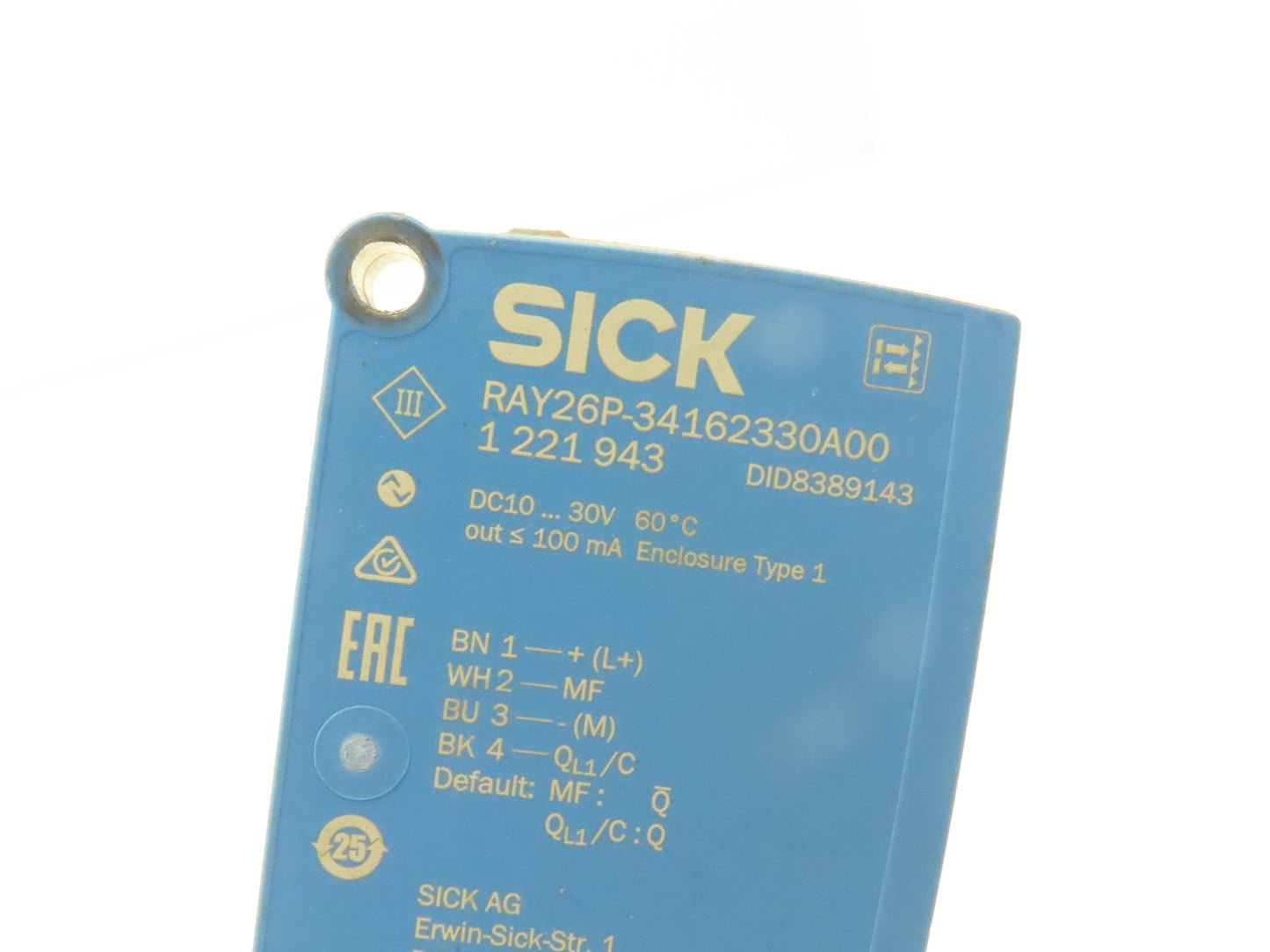 Sick RAY26P-34162330A00 Photoeye Sensor Retro-Reflective Reflex Array 0-4.5M