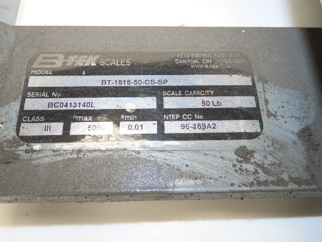 MODEL 560 B-Tek BT-1818-50-CS-SP Scale With GSE Digital Readout 50 Lbs Capacity