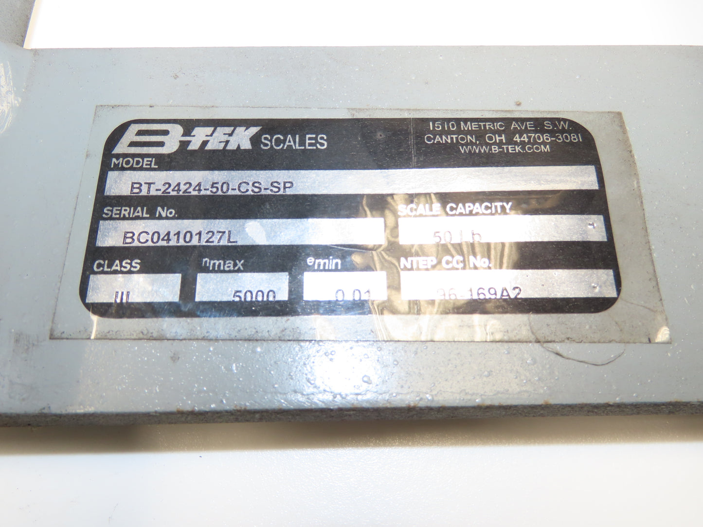 Model 465 B-Tek BT-2424-50-CS-SP Scale With GSE Digital Readout 50 Lbs Capacity