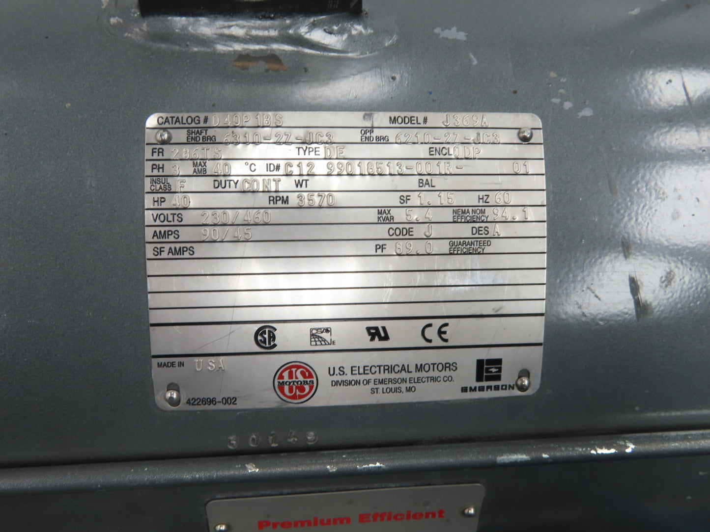 Quincy QSVI-40 Rotary Screw Vacuum Pump 230/460V 40Hp Reman Air End