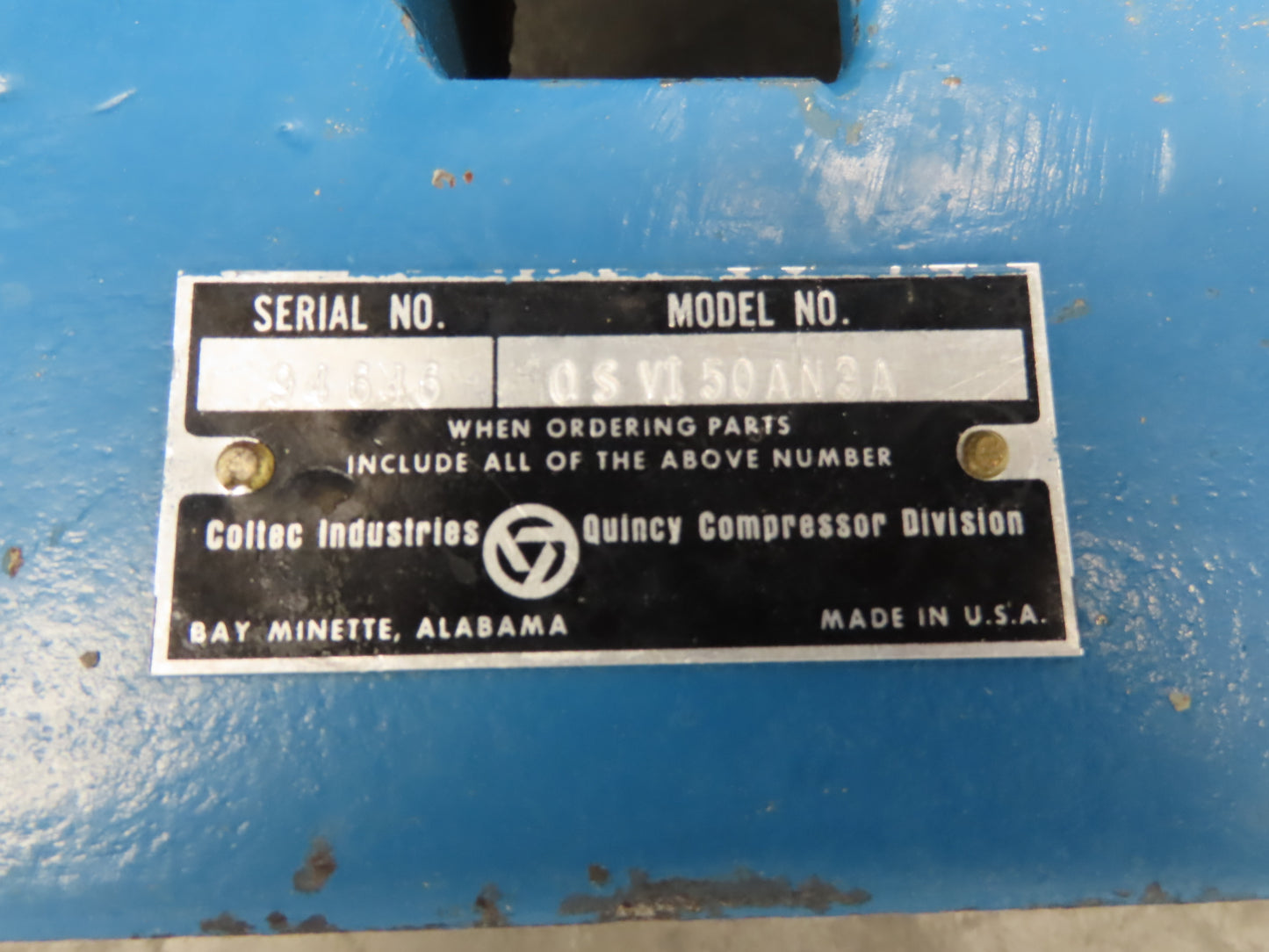 Quincy QSVI50AN3A Rotary Screw Vacuum Pump 230/460V 50Hp Air Compressor 41304h