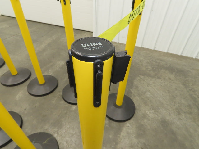 Uline H-5097 Yellow Posts 11' Retractable Caution Belt Crowd Control Lot of 10