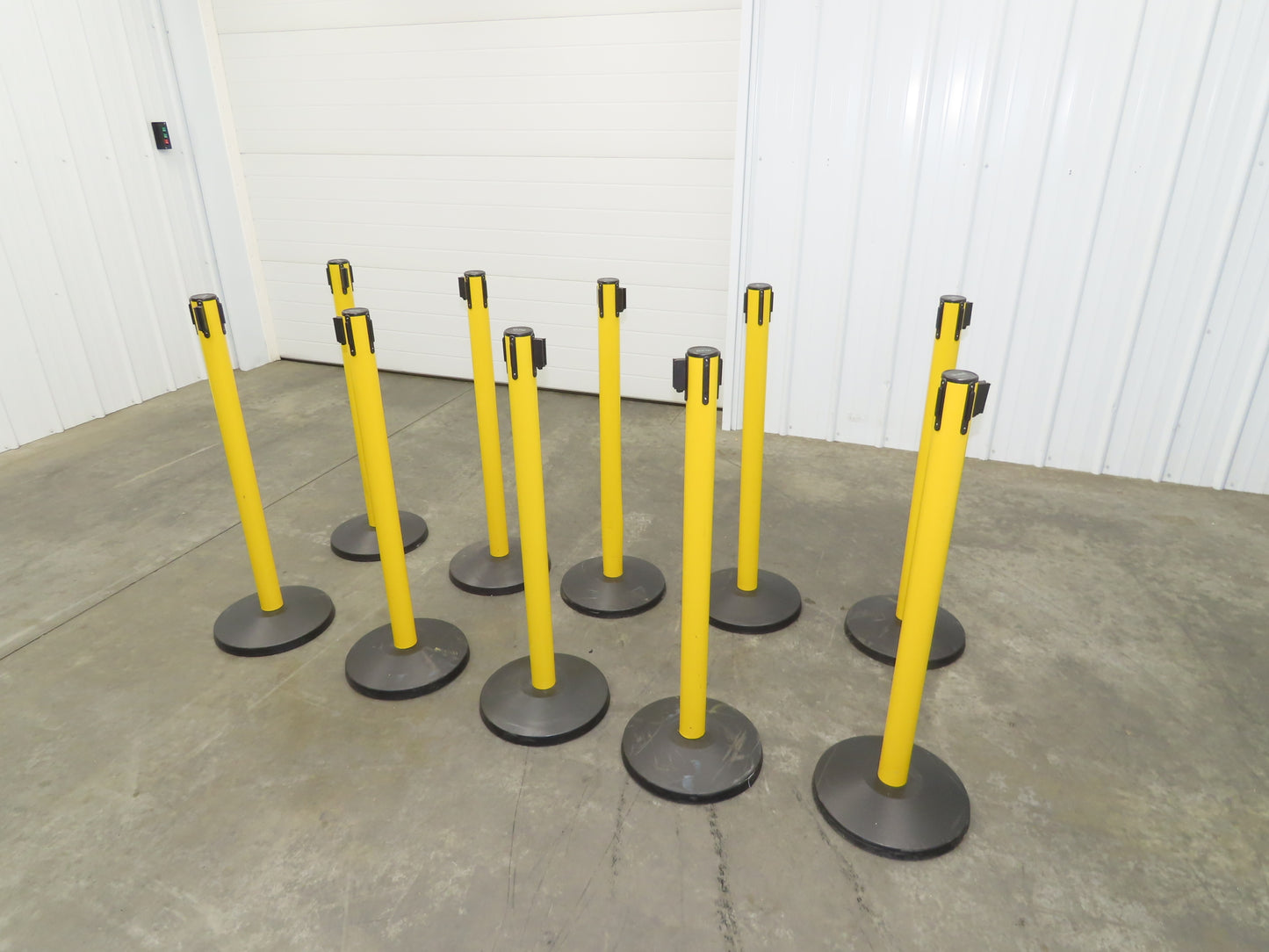 Uline H-5097 Yellow Posts 11' Retractable Caution Belt Crowd Control Lot of 10