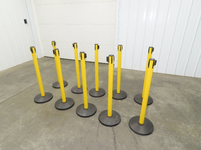 Uline H-5097 Yellow Posts 11' Retractable Caution Belt Crowd Control Lot of 10
