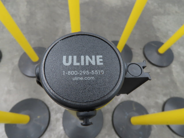 Uline H-5097 Yellow Posts 11' Retractable Caution Belt Crowd Control Lot of 10