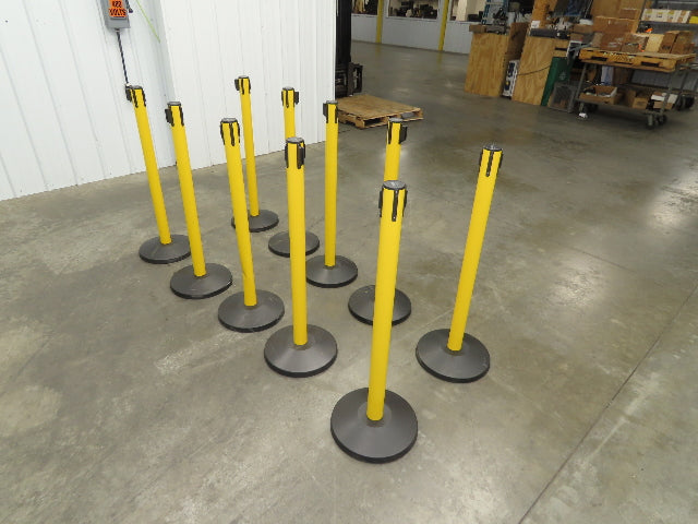 Uline H-5097 Yellow Posts 11' Retractable Caution Belt Crowd Control Lot of 10