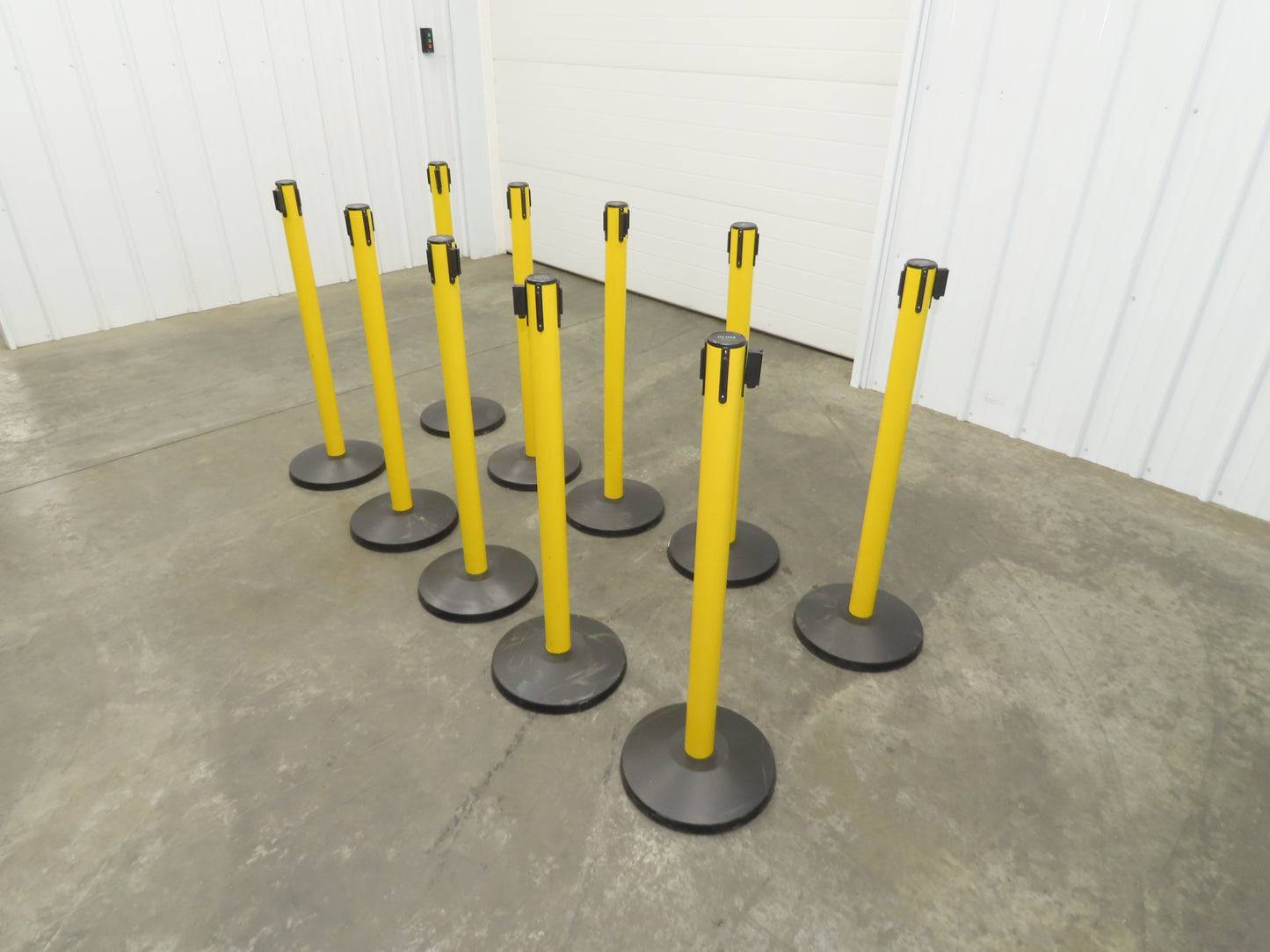 Uline H-5097 Yellow Posts 11' Retractable Caution Belt Crowd Control Lot of 10