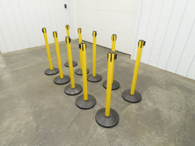 Uline H-5097 Yellow Posts 11' Retractable Caution Belt Crowd Control Lot of 10