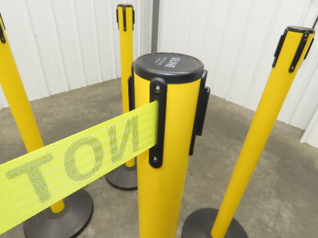 Uline H-5097 Yellow Posts 11' Retractable Caution Belt Crowd Control Lot of 10