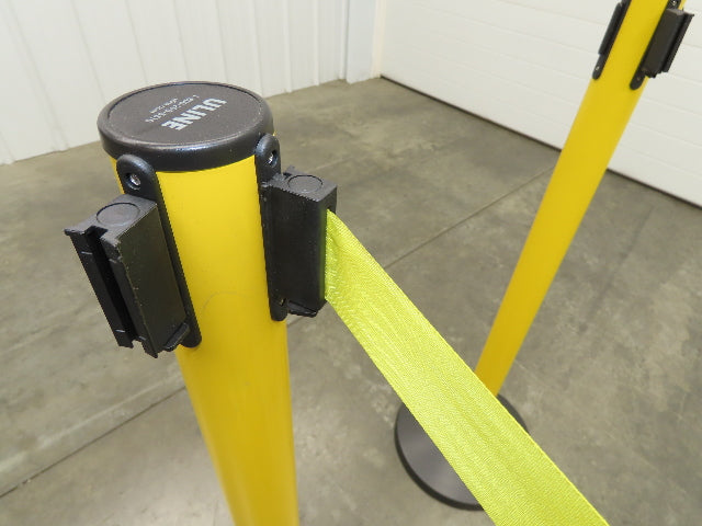 Uline H-5097 Yellow Posts 11' Retractable Caution Belt Crowd Control Lot of 10