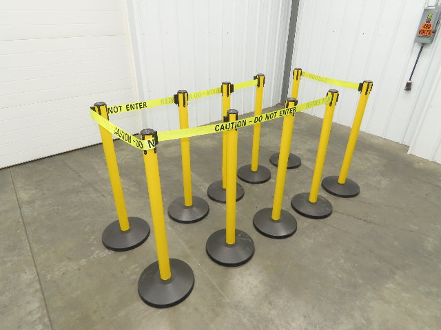 Uline H-5097 Yellow Posts 11' Retractable Caution Belt Crowd Control Lot of 10