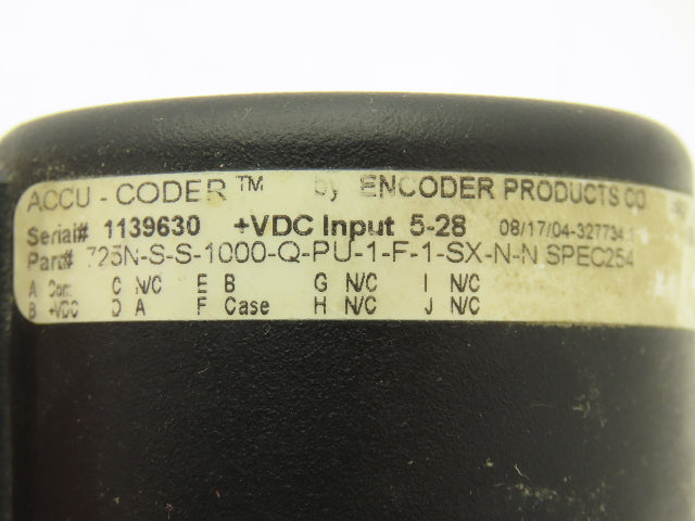 Encoder Products 725N-S-S-1000-Q-PU-1-F-1-SX-N-N-SPEC254 Rotary Enc 3/8" Shaft