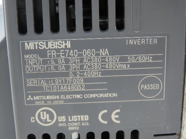 Mitsubishi FR-E740-060-NA E700 VFD AC Inverter 3HP 480VAC 6A 3PH