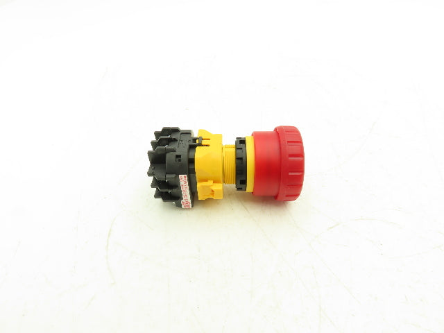 Idec FB1W-111Y XW1E-TV412Q4MR Single Hole Pushbutton Box with Emergency Stop