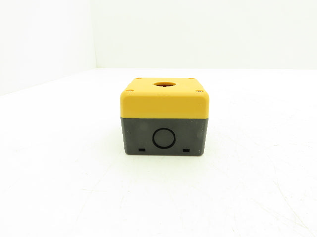 Idec FB1W-111Y XW1E-TV412Q4MR Single Hole Pushbutton Box with Emergency Stop