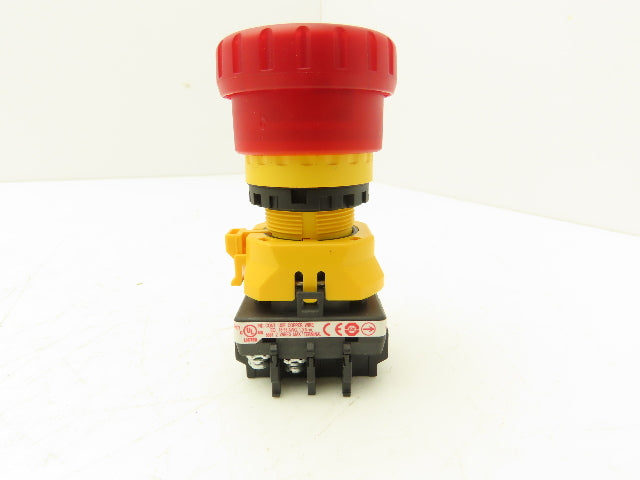 Idec XW1E-TV412Q4MR E-Stop Pushbutton 22mm Emergency Stop Lighted 24V LED