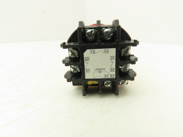 Idec XW1E-TV412Q4MR E-Stop Pushbutton 22mm Emergency Stop Lighted 24V LED