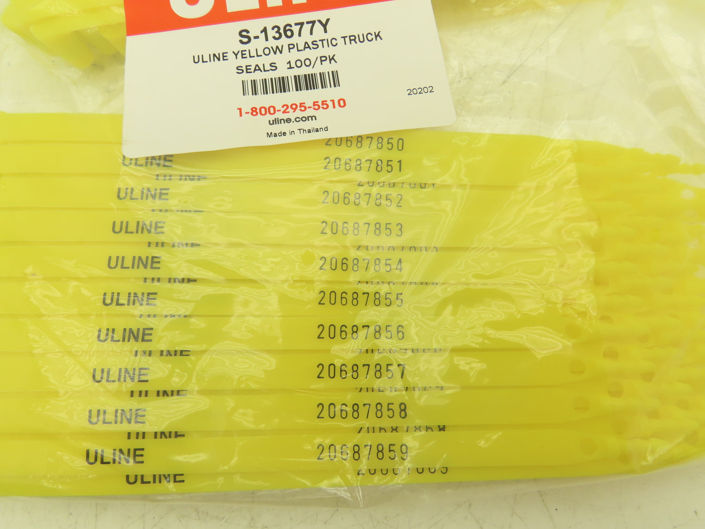 Uline S-13677Y Truck Safety Seals 8" Yellow Plastic Security Numbers Lot of 500