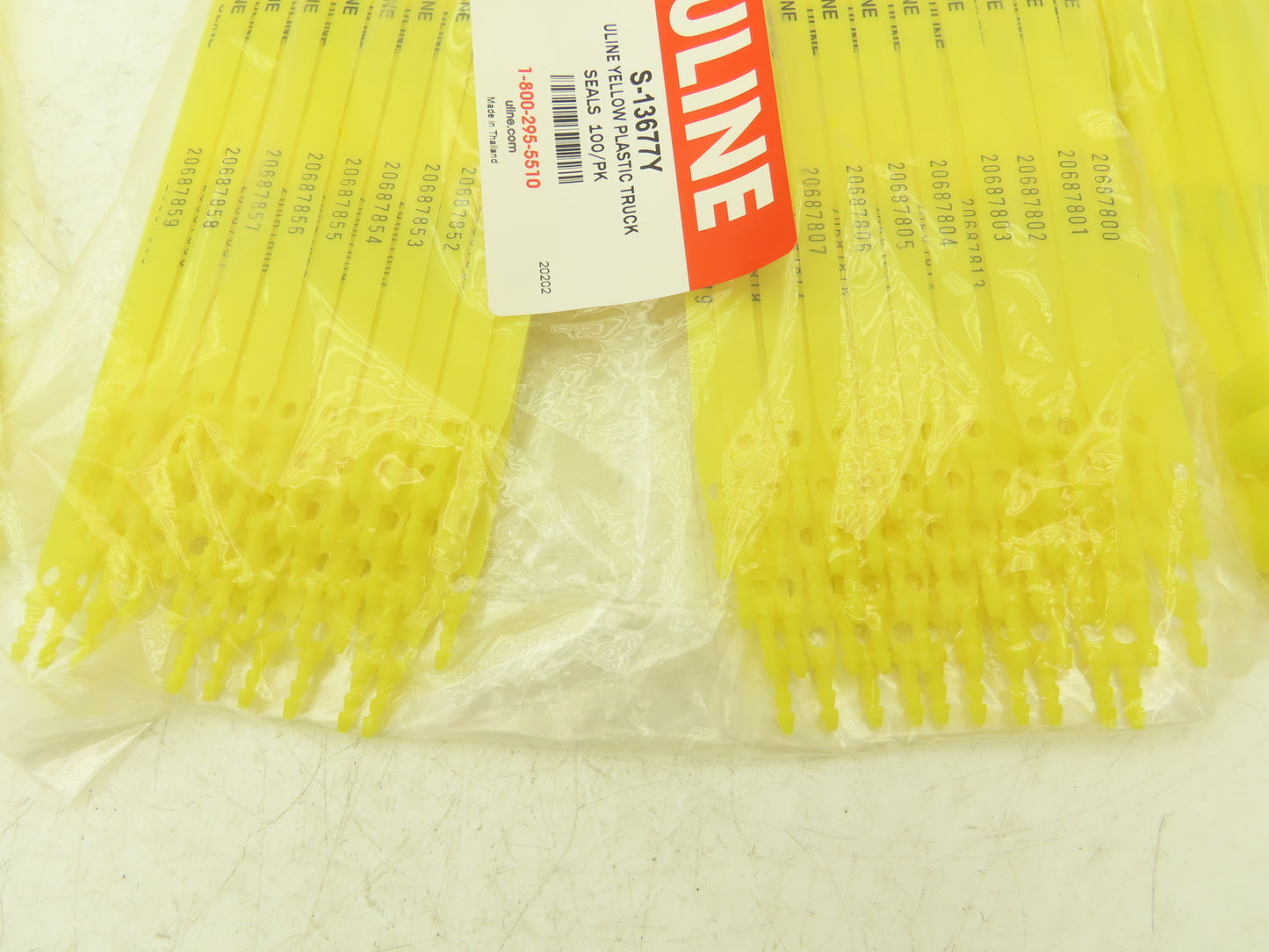 Uline S-13677Y Truck Safety Seals 8" Yellow Plastic Security Numbers Lot of 500