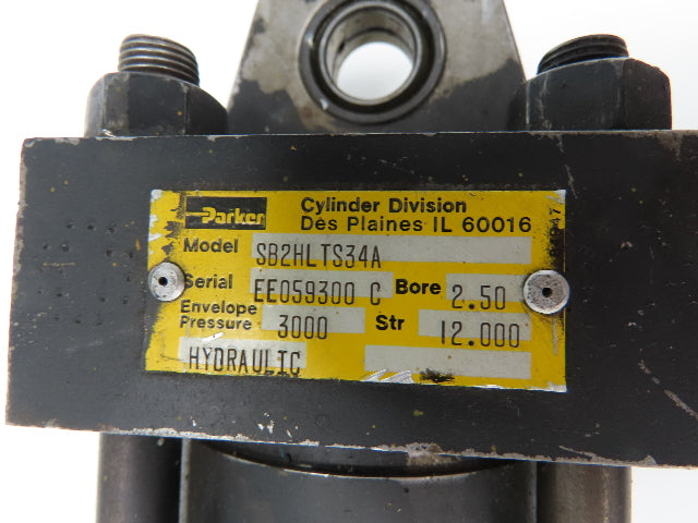 Parker SB2HLTS34A Hydraulic Cylinder 2.5" Bore 12" Stroke 3000 PSI Clevis Mt