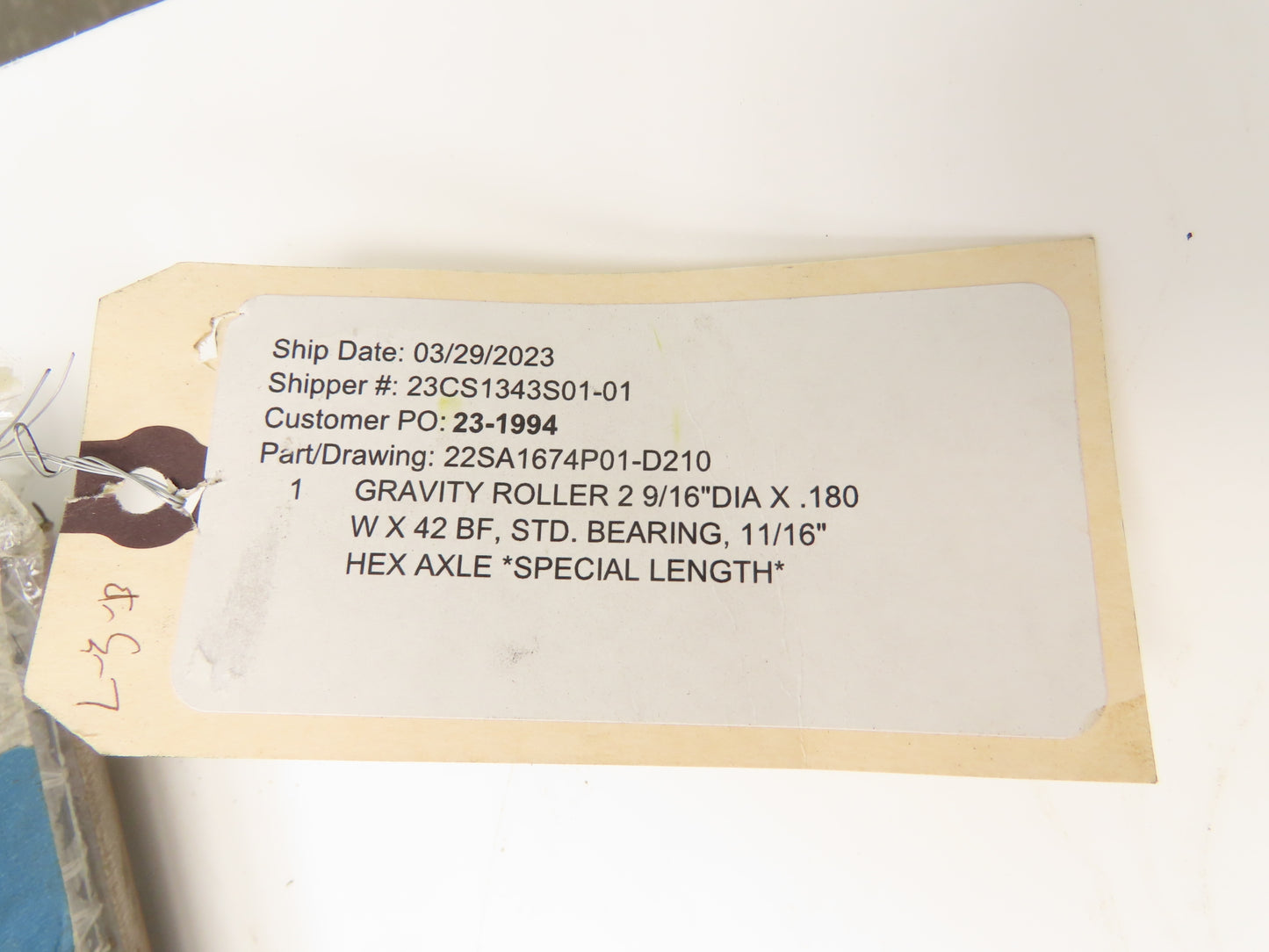 2-9/16" Dia x 42"BF Heavy Duty Pallet Conveyor Gravity Roller 11/16" Hex Axle