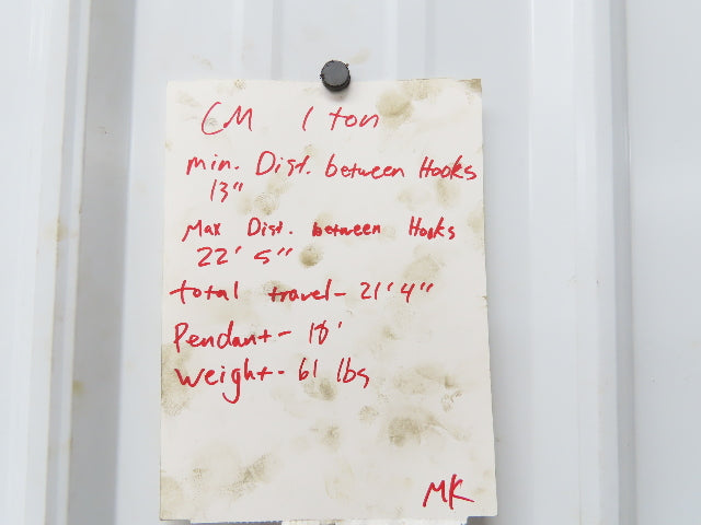 N/A 1 Ton 2000Lb Manual Chain Fall Hand Hoist 21' 4" Lift