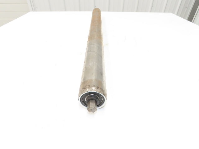 Hytrol 2.5" Dia x 34" Belt Conveyor Snub Roller 11/16" Hex Axle B-25967-269