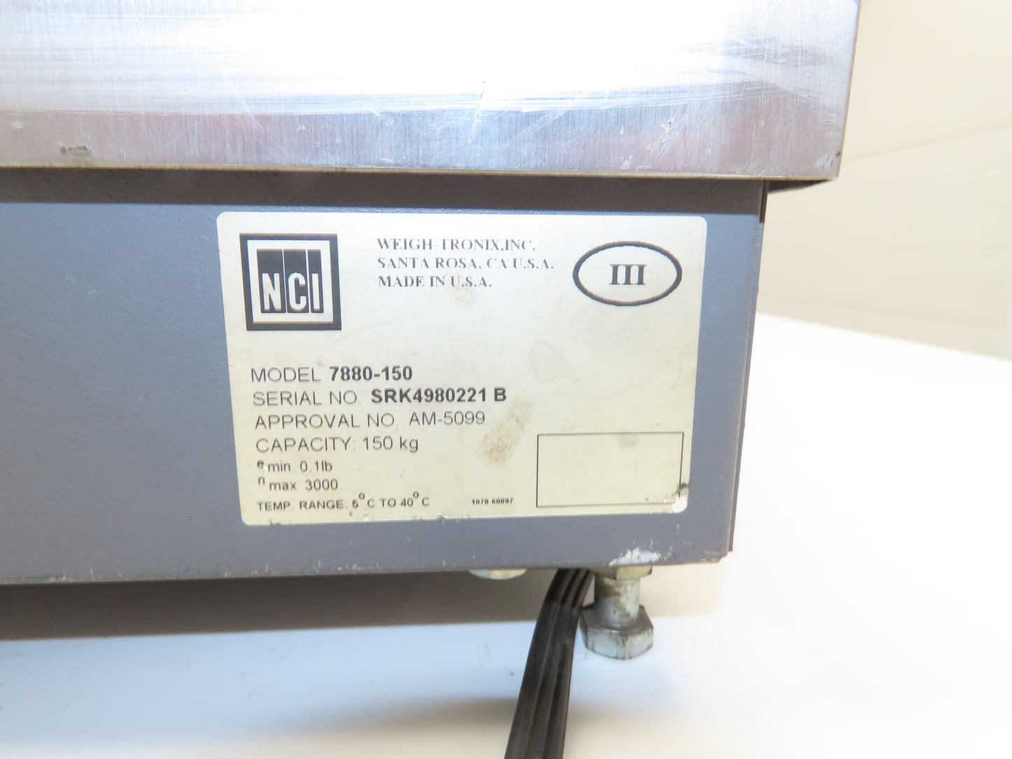 NCI Weigh-Tronix 7880-150 Digital Weigh Scale 18x18" Base *Needs Repair*
