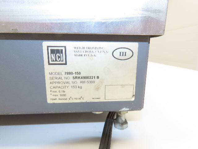 NCI Weigh-Tronix 7880-150 Digital Weigh Scale 18x18" Base *Needs Repair*