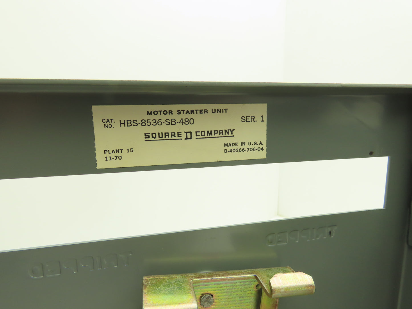 Square D MCC Bucket Motor Starter 5Hp Size 1 Disconnect 3 Pole 440V