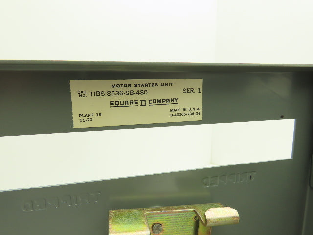 Square D MCC Bucket Motor Starter 5Hp Size 1 Disconnect 3 Pole 440V