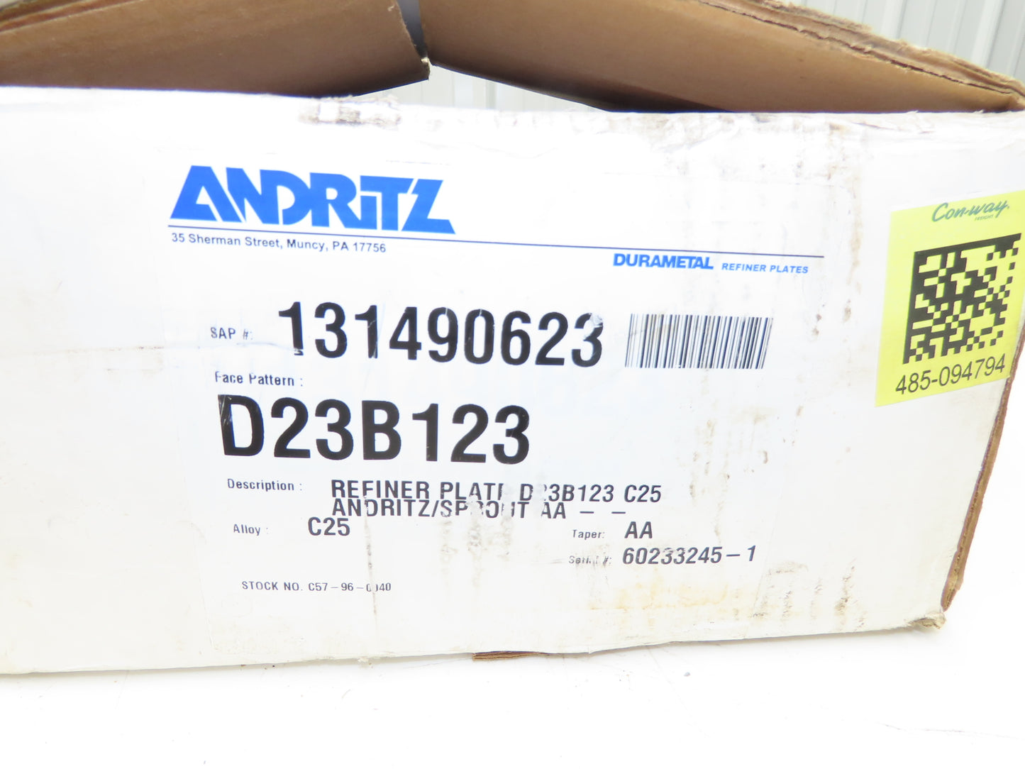 Andritz D23B123 LoCo Refiner Plates Sprout C25 Alloy AA Taper