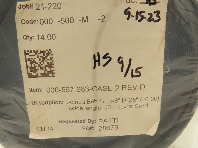 Mantissa Conveyor 77-3/8"L Spur Poly-V Belt 2.83"W 30deg Case 02 000-567-663