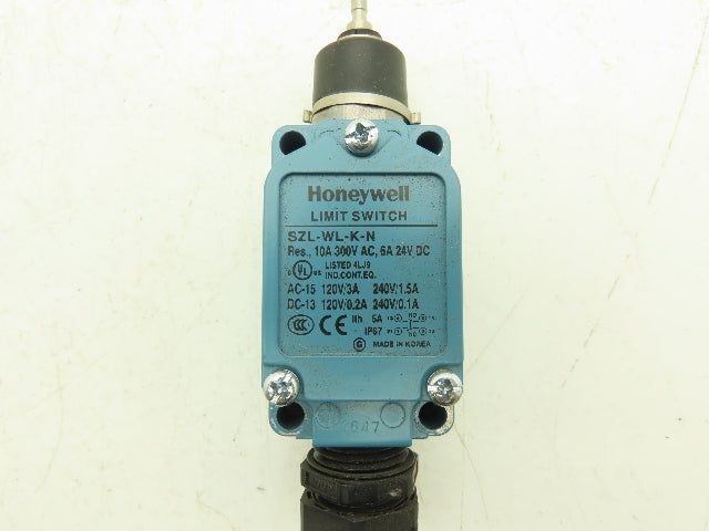 Honeywell SZL-WL-K-N Limit Switch Plunger Style 10A 300VAC/ 6A 24VDC