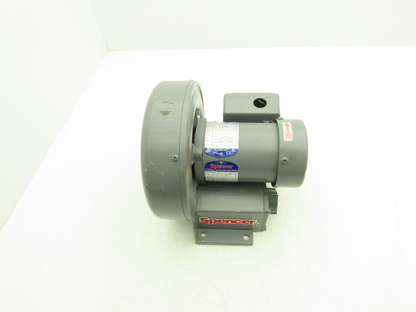 Spencer VB-002B-000 Vortex Regenerative Blower 40cfm 1"npt .25Hp 3300rpm 230/460