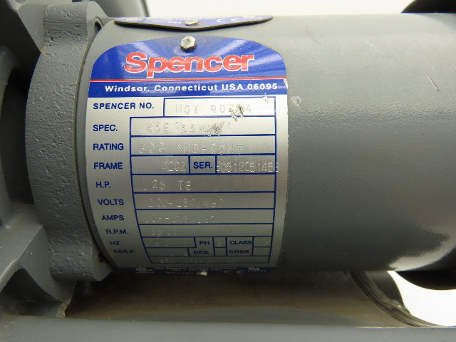 Spencer VB-002B-000 Vortex Regenerative Blower 40cfm 1"npt .25Hp 3300rpm 230/460