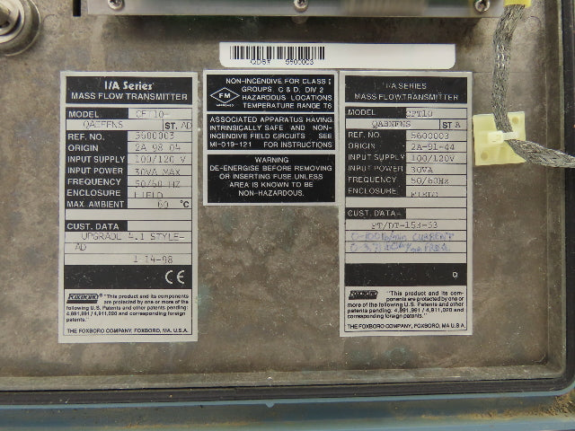 Foxboro CFT10-QAEFFNS Mass Flow Transmitter 100/120V 30VA