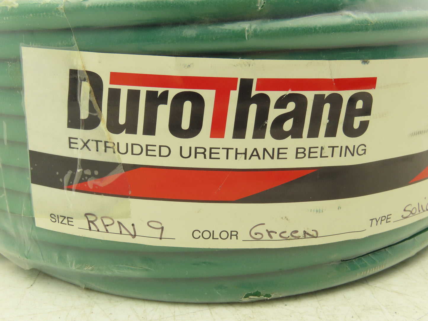 BDH Durothane 9mm Solid Green Rough Round Urethane Conveyor Belt 100' Roll RPN9