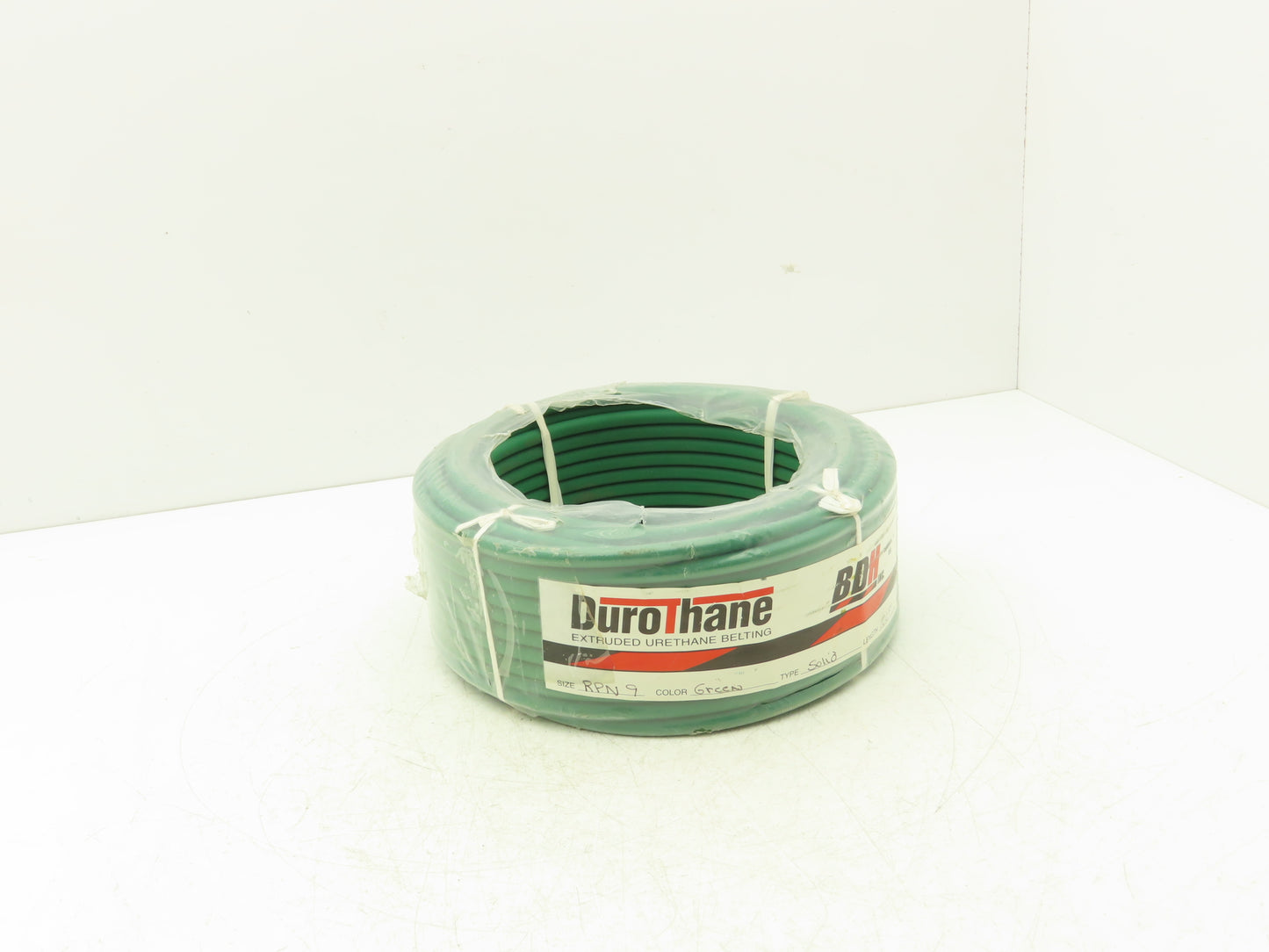 BDH Durothane 9mm Solid Green Rough Round Urethane Conveyor Belt 100' Roll RPN9
