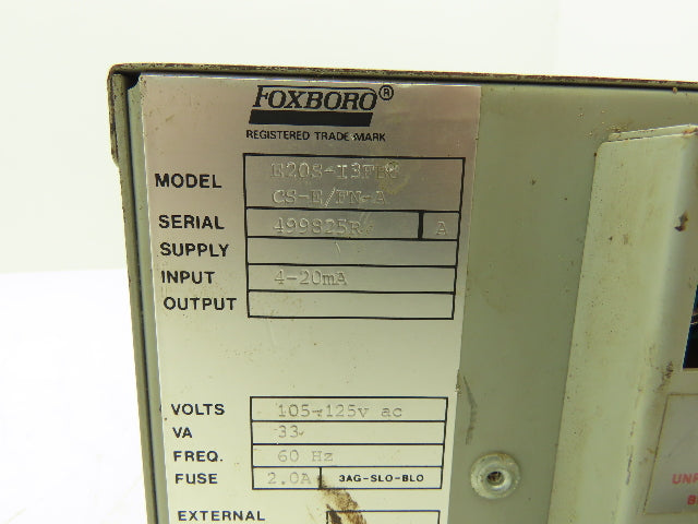 Foxboro E20S-I3FB8 CS-E/FN-A Analog Pressure Recorder Rack/Panel Mount 4-20mA