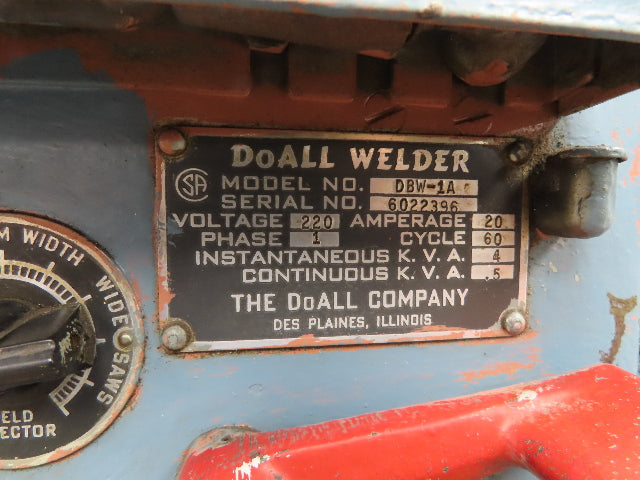 Doall 1612-1 Contourmatic 16" Vertical Bandsaw 1-1/2Hp 230V 3Ph Blade Welder