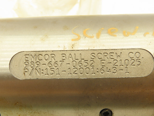 Emcor 151-12001:G43-1 Ball Screw & Nut Assy 35mm Dia 10mm Pitch 290mm OAL